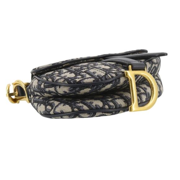 Christian Dior Mini Saddle Bag Vintage Trotter Blue Shoulder Purse Oblique CD - Picture 13 of 16